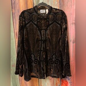 Chico’s Sz. 3 Festive Silk Velvet Blouse